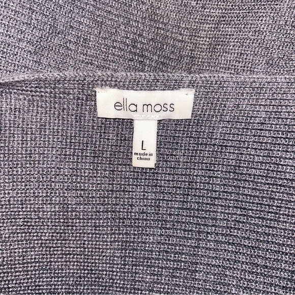 Ella Moss Sweater Pullover Ribbed V-Neck Charcoal Gray Extremely Soft - Size L - Picture 4 of 5